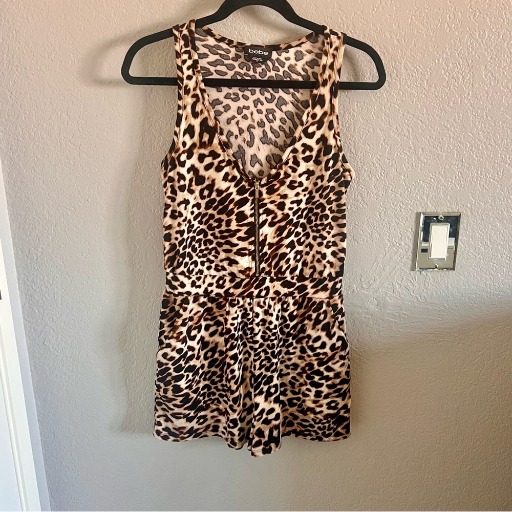 Bebe Animal Leopard Print Sleeveless Romper